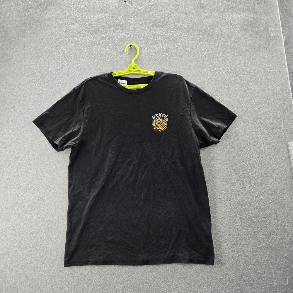 Brixton‎ Men Shirt M Black Graphic Print Tiger Head Short Sleeve Logo
